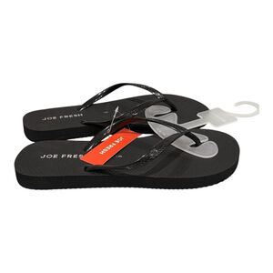 Joe Fresh Flip Flop Sandals Womens Size 6 Black Beach Shoes Summer Lightweight